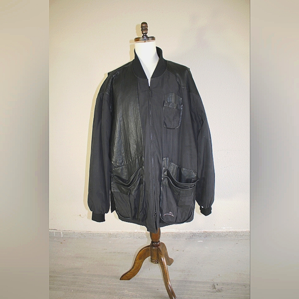 Wild Hare Cold Weather Coat in Sleek Black Leather! Size 4XL